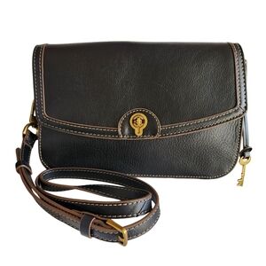 FOSSIL Ainsley Chocolate Brown Crossbody Leather Bag New